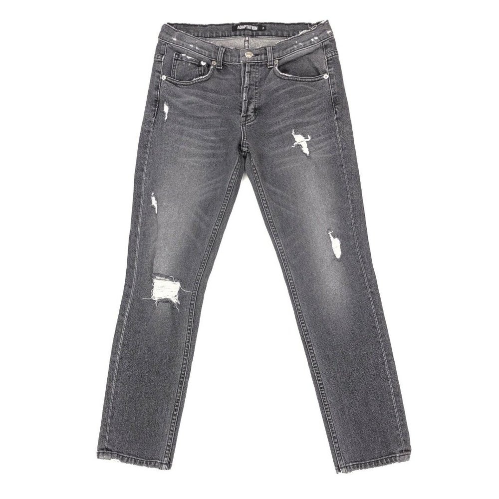 Adaptation Womens Grey Distressed Skinny Jean Size 24 24X26 Mid Rise Made in USA